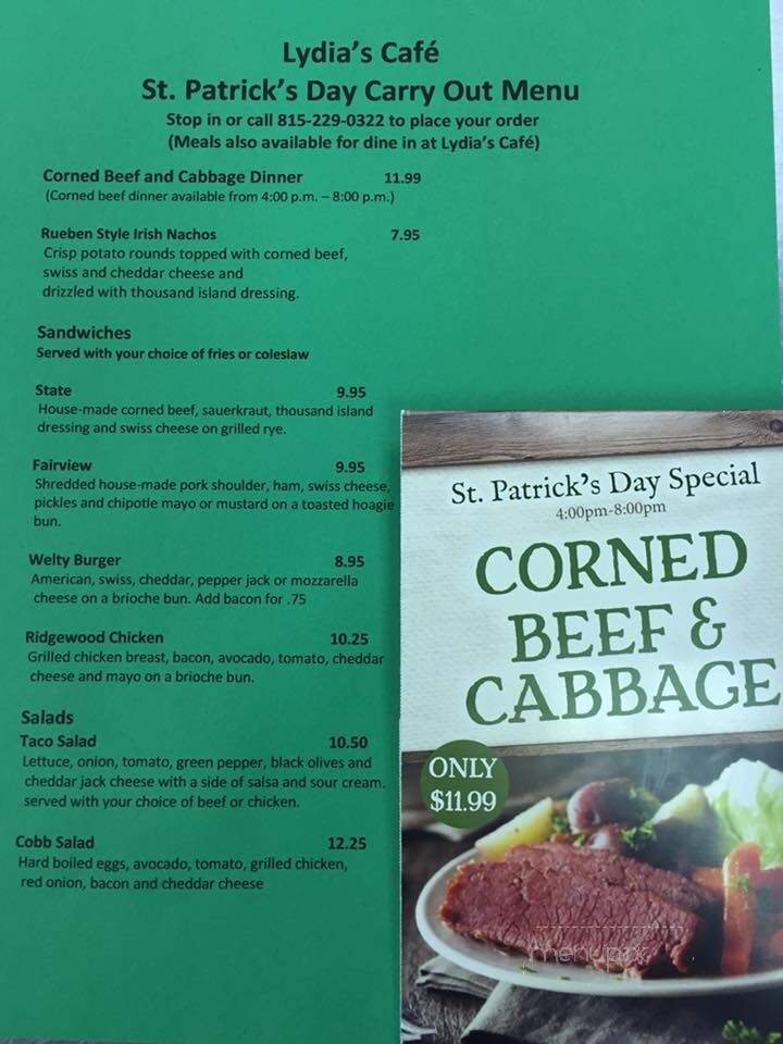 Lydia's Cafe - Rockford, IL menu_pic