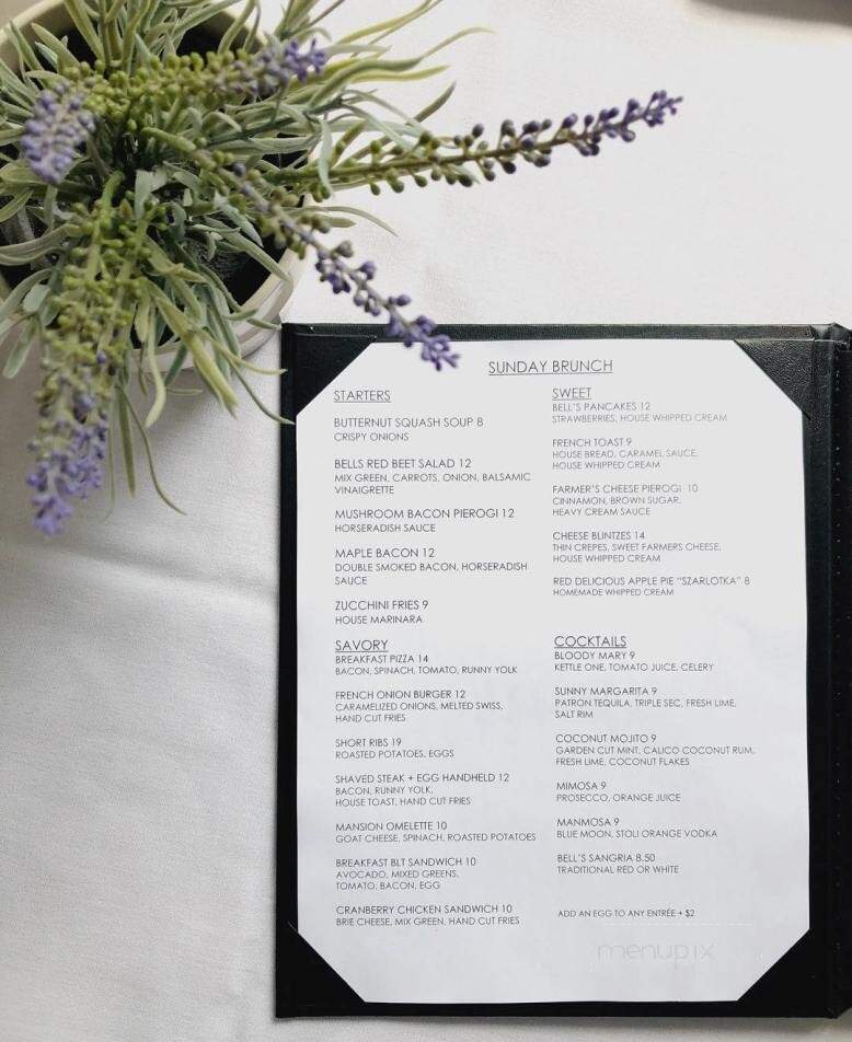 Bell's Mansion - Stanhope, NJ menu_pic