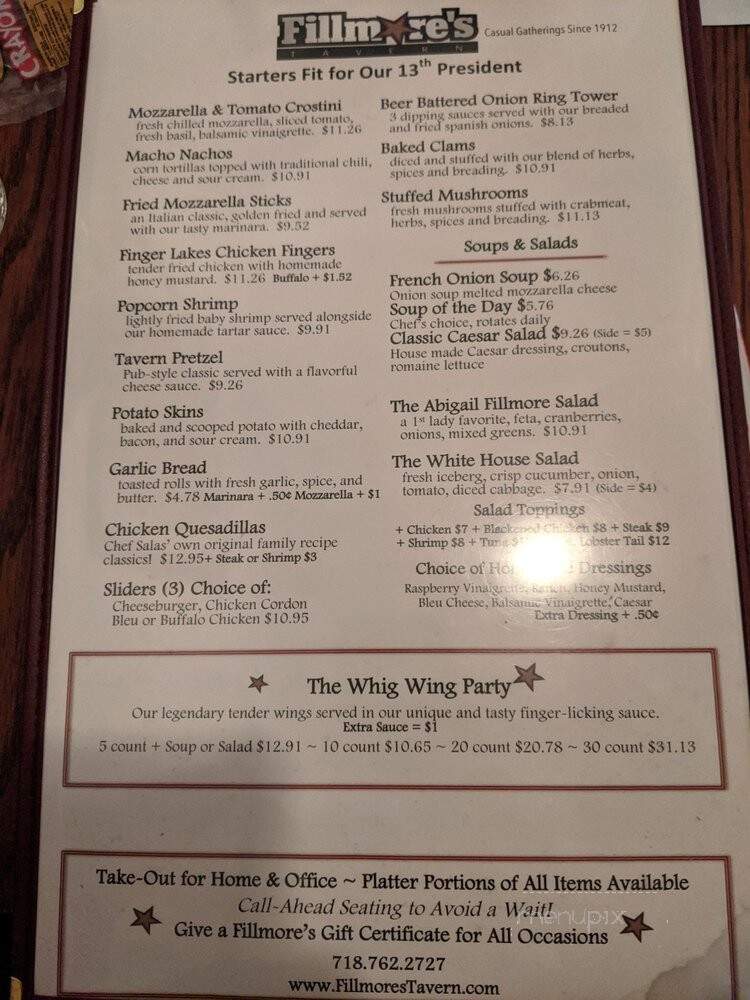 Millard Fillmore Tavern - Fresh Meadows, NY menu_pic