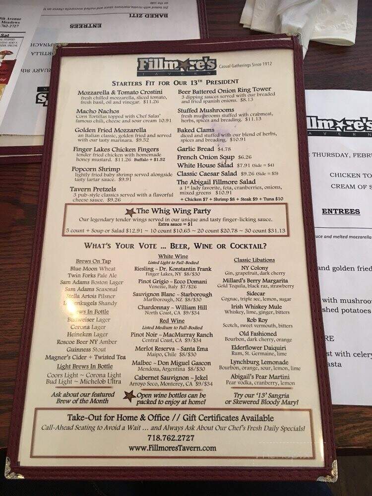 Millard Fillmore Tavern - Fresh Meadows, NY menu_pic
