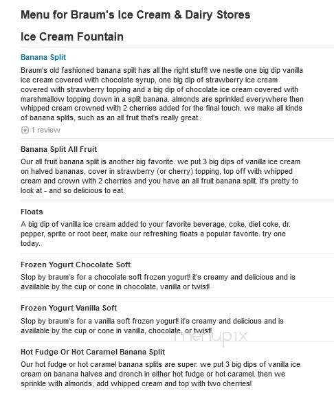 Braum's Ice Cream & Dairy - Paris, TX menu_pic