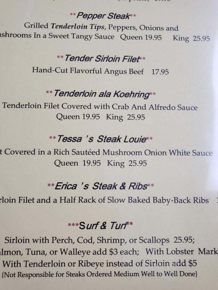 Koehring's - Kiel, WI menu_pic