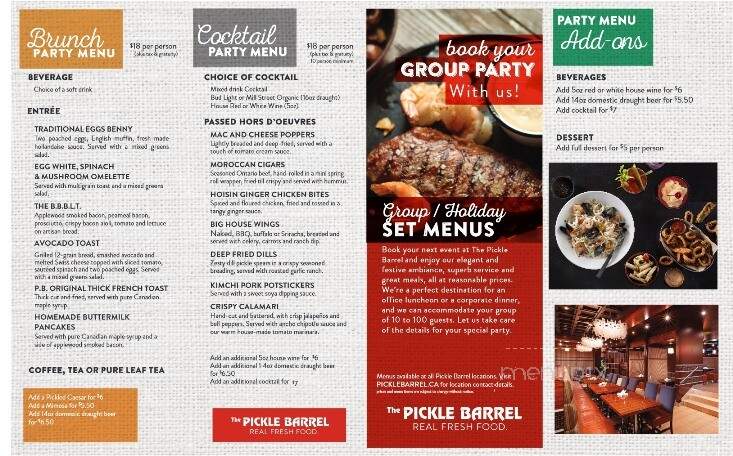 Pickle Barrel - Newmarket, ON menu_pic