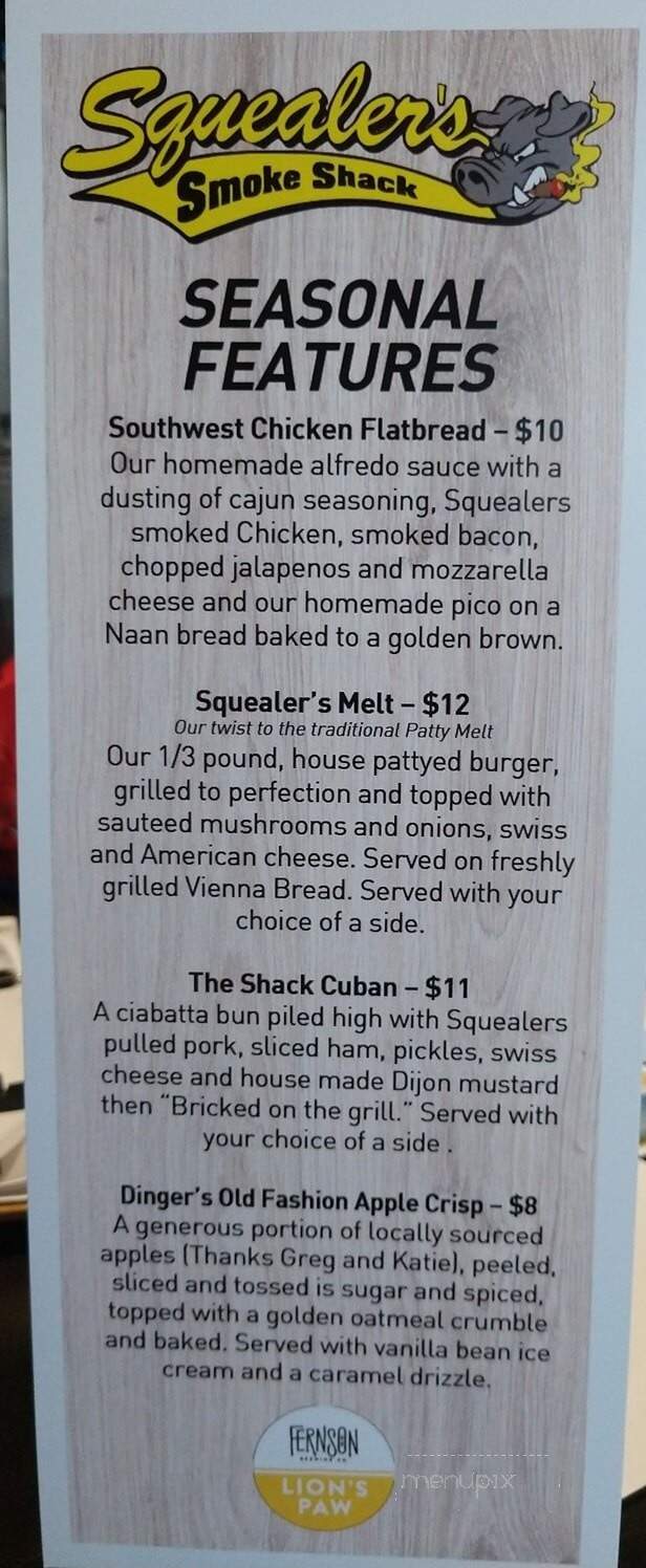 Squealers Smoke Shack - Tea, SD menu_pic