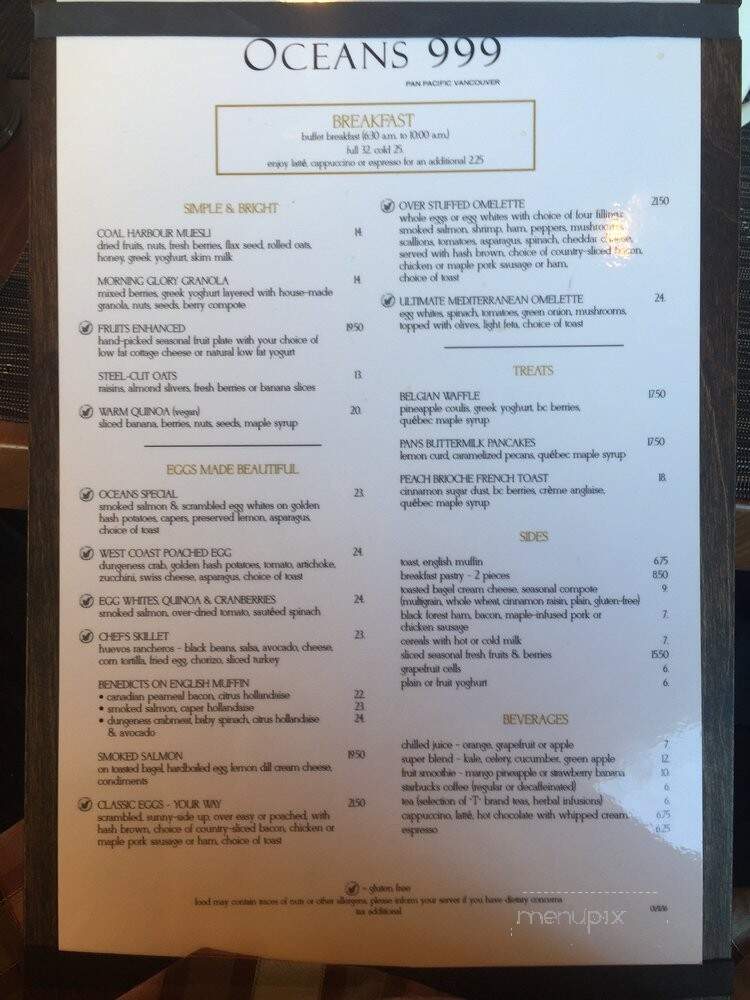 Oceans 999 - Vancouver, BC menu_pic