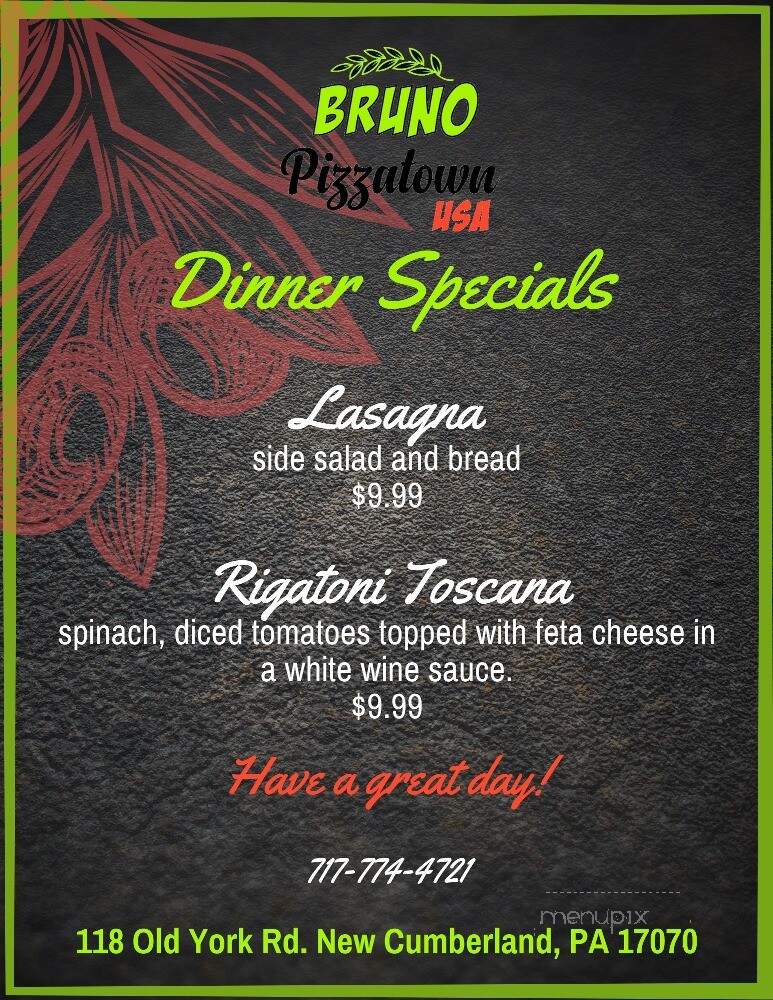 Bruno Pizzatown USA - New Cumberland, PA menu_pic