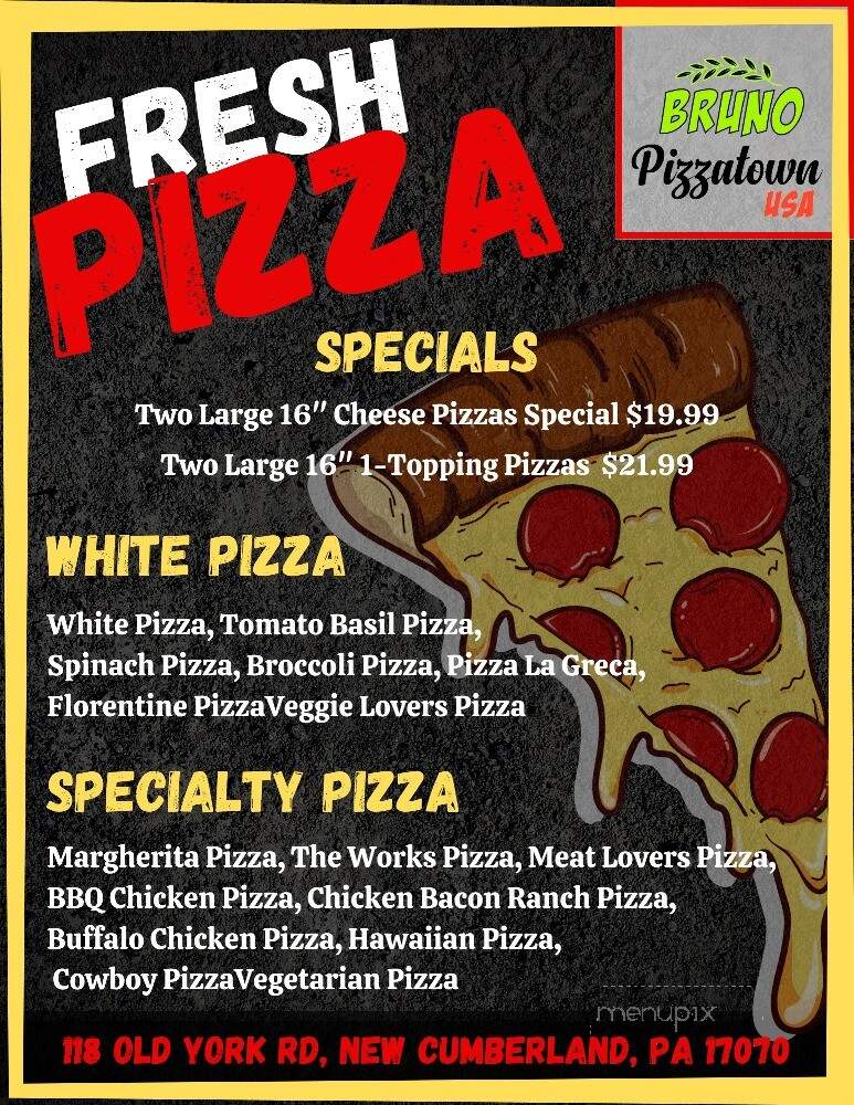 Bruno Pizzatown USA - New Cumberland, PA menu_pic