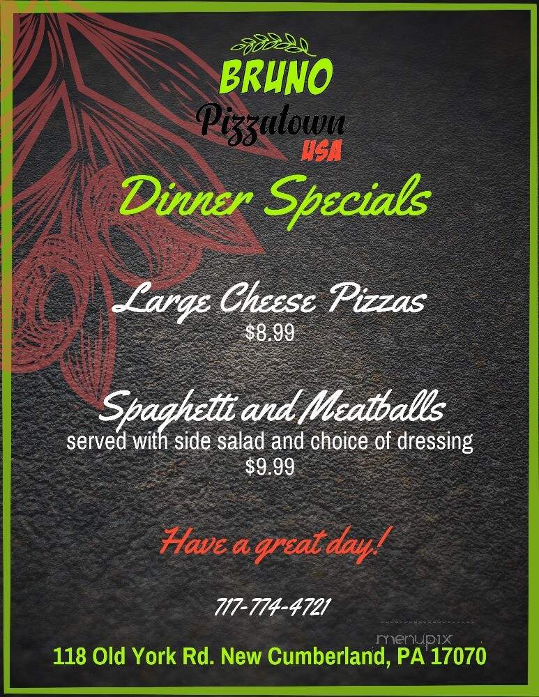 Bruno Pizzatown USA - New Cumberland, PA menu_pic