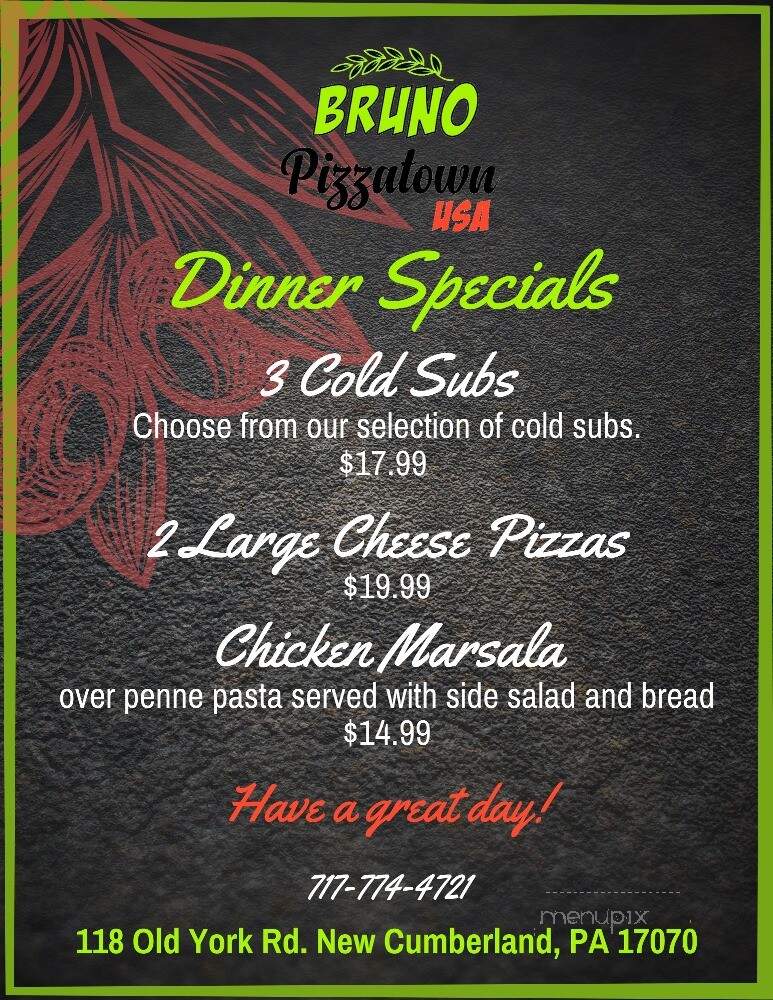 Bruno Pizzatown USA - New Cumberland, PA menu_pic