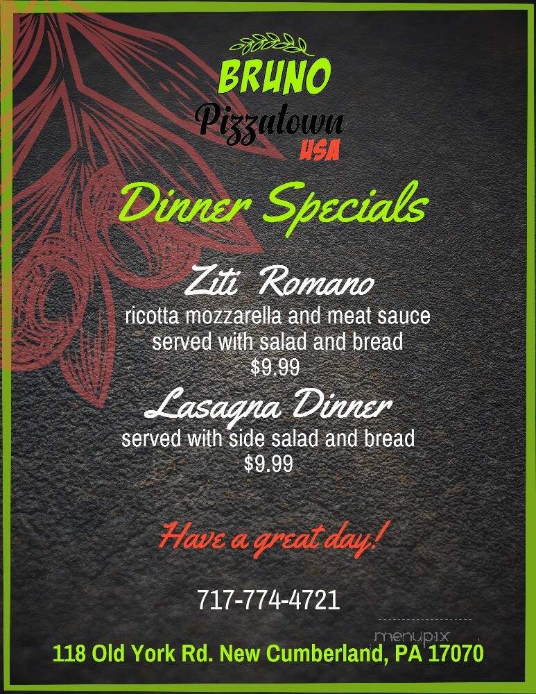 Bruno Pizzatown USA - New Cumberland, PA menu_pic