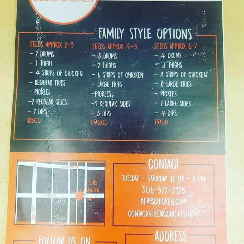 Beak's Chicken - Regina, SK menu_pic