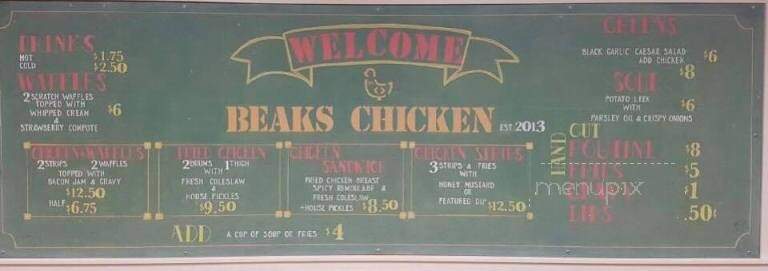 Beak's Chicken - Regina, SK menu_pic