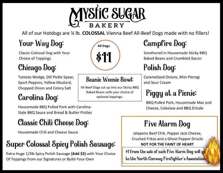 Mystic Sugar Bakery - North Conway, NH menu_pic