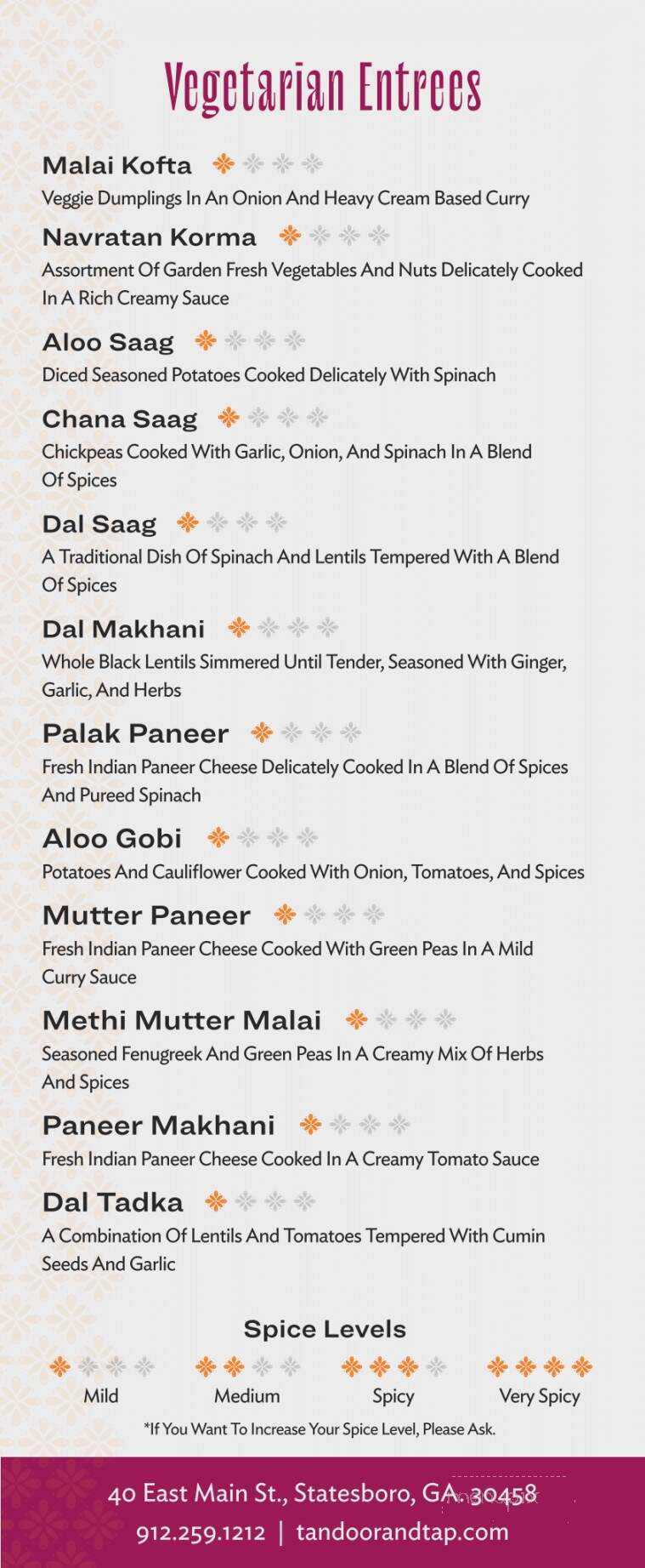 Tandoor & Tap - Statesboro, GA menu_pic