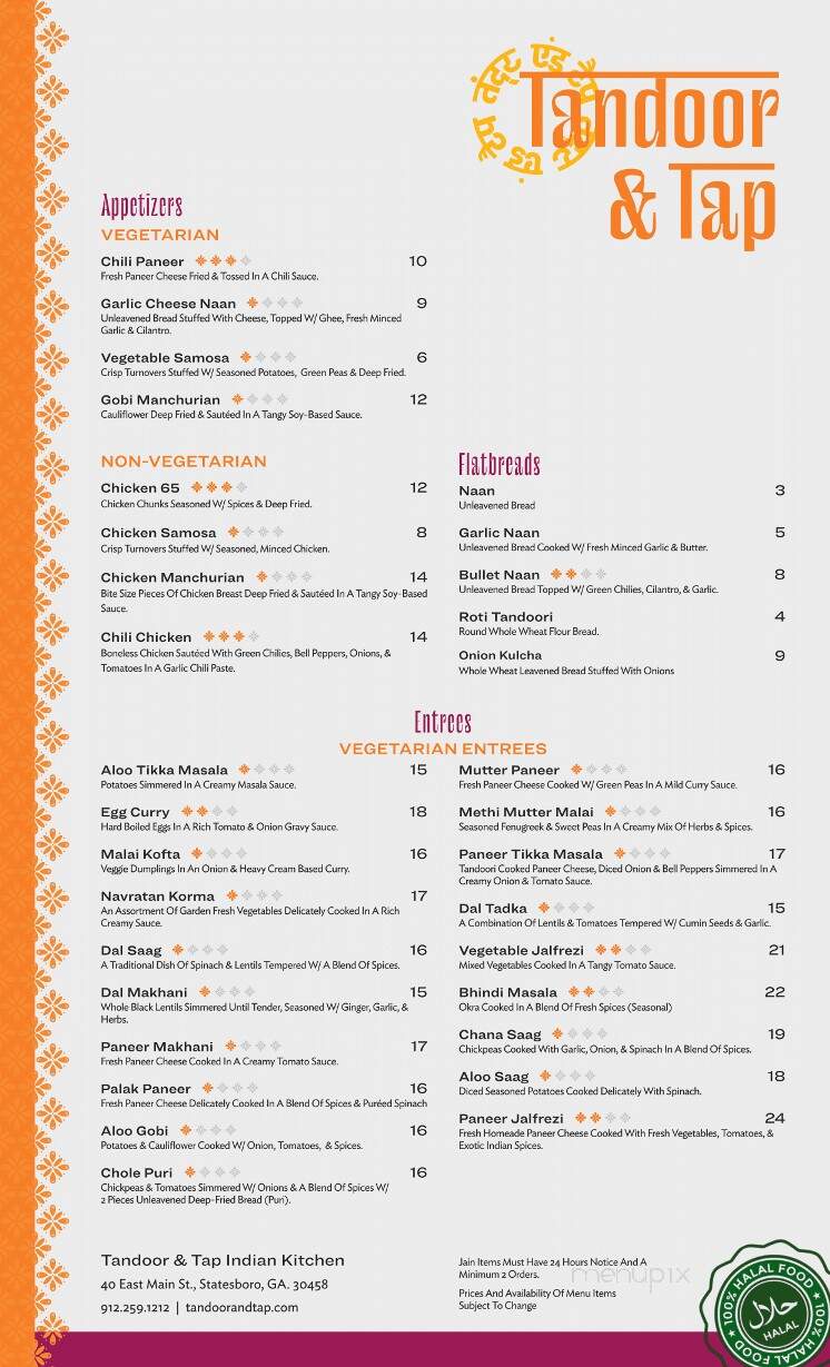 Tandoor & Tap - Statesboro, GA menu_pic