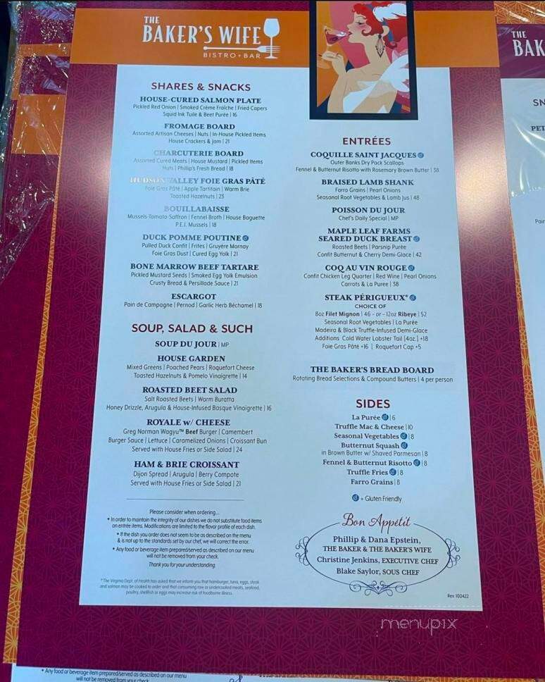 Baker's Wife Bistro - Hampton, VA menu_pic