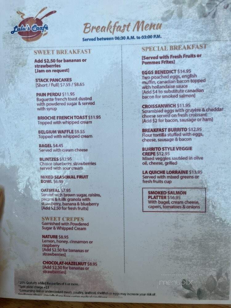 Lulu's Cafee - Rancho Santa Margarita, CA menu_pic