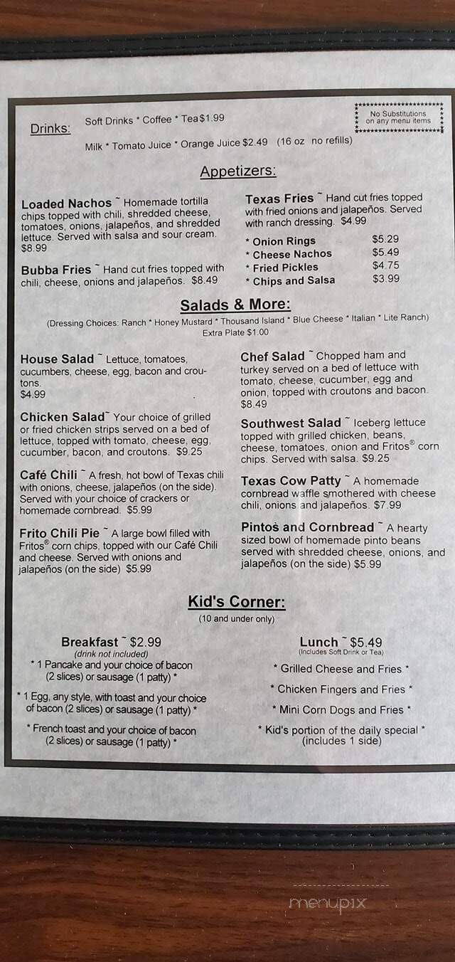 Corner Cafe - North Richland Hills, TX menu_pic