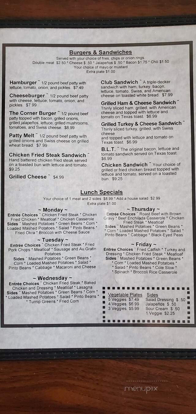 Corner Cafe - North Richland Hills, TX menu_pic