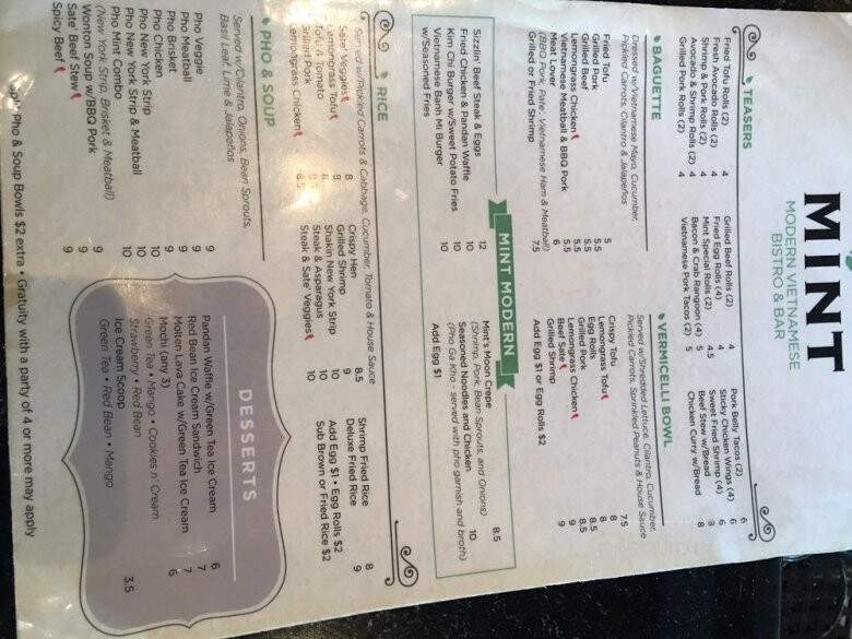 Mint Modern Vietnamese - New Orleans, LA menu_pic