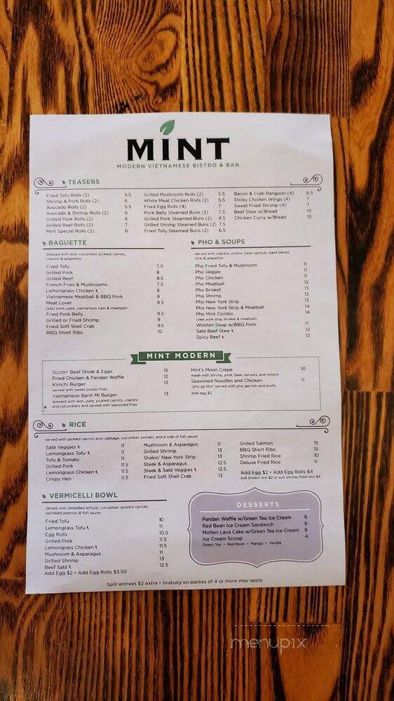 Mint Modern Vietnamese - New Orleans, LA menu_pic