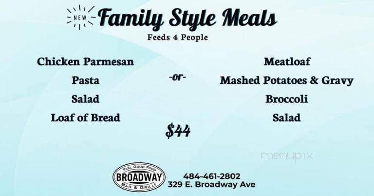Broadway Bar & Grill - Clifton Heights, PA menu_pic