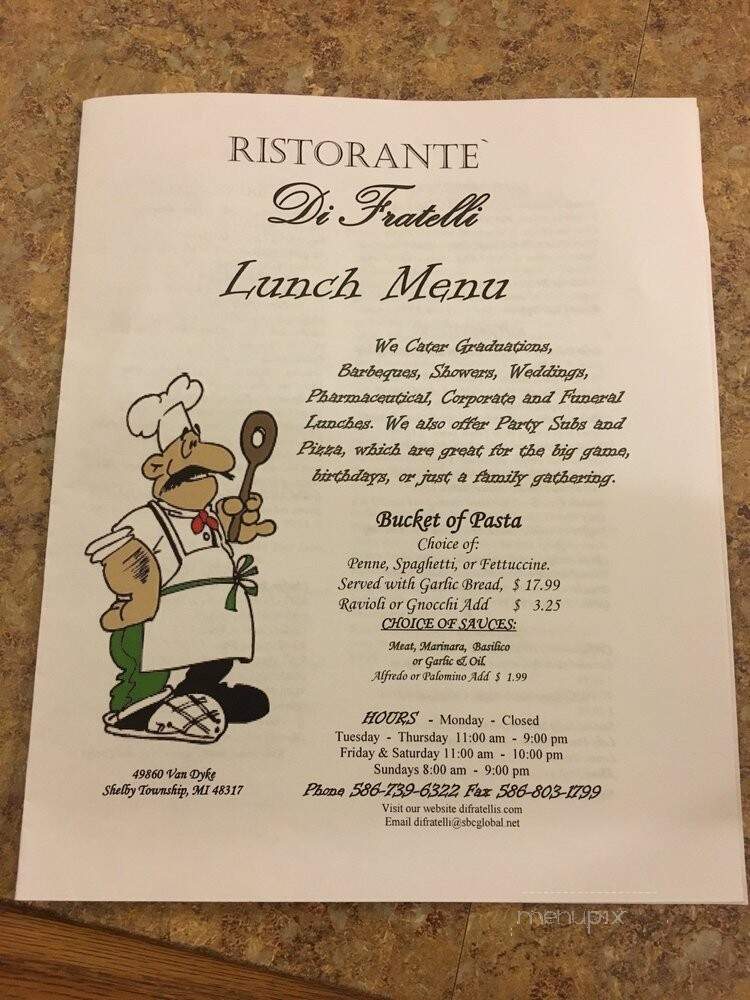 Ristorante Di Fratelli - Shelby Township, MI menu_pic