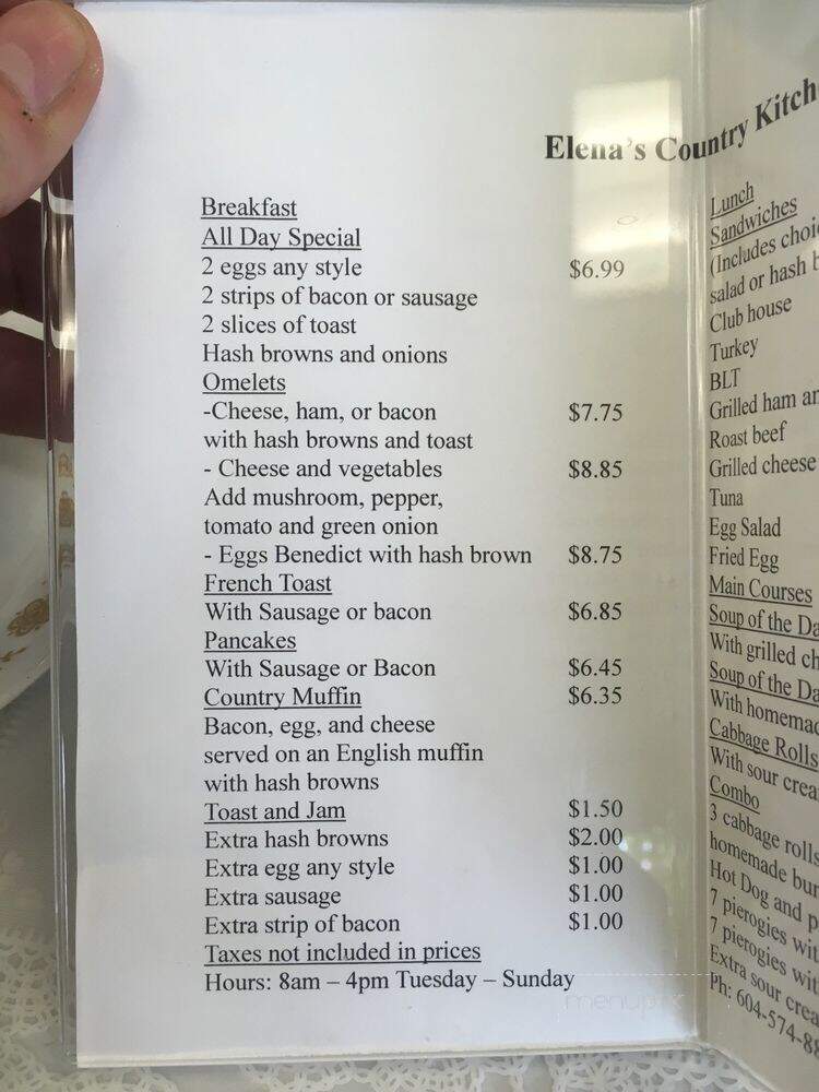 Elena's Country Kitchen - Surrey, BC menu_pic