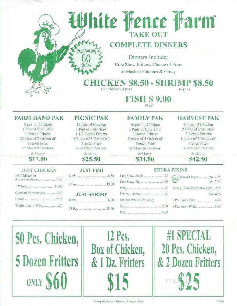 White Fence Farm - Riverside, IL menu_pic