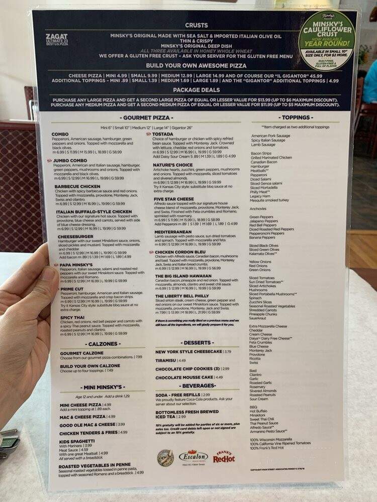 Minsky's Pizza - Prairie Village, KS menu_pic