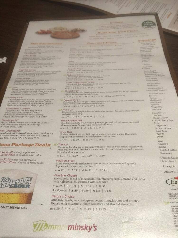 Minsky's Pizza - Prairie Village, KS menu_pic