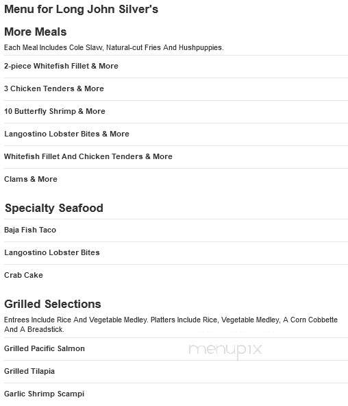 Long John Silver's - Hazard, KY menu_pic