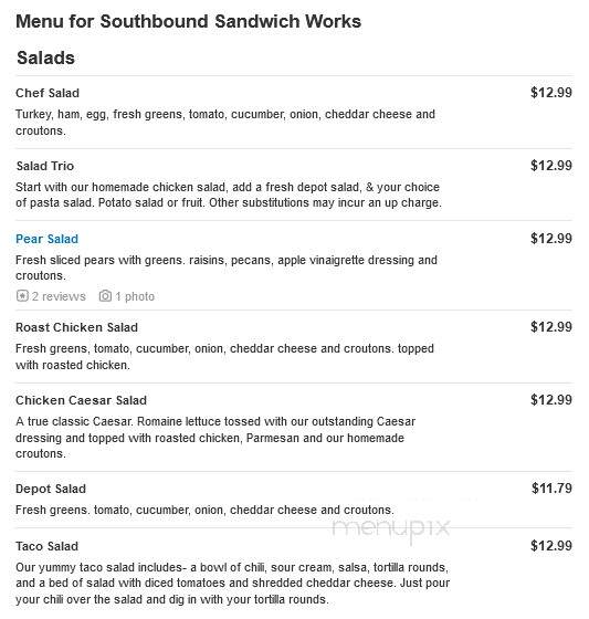 Southbound Sandwich Works - Burlington, NC menu_pic