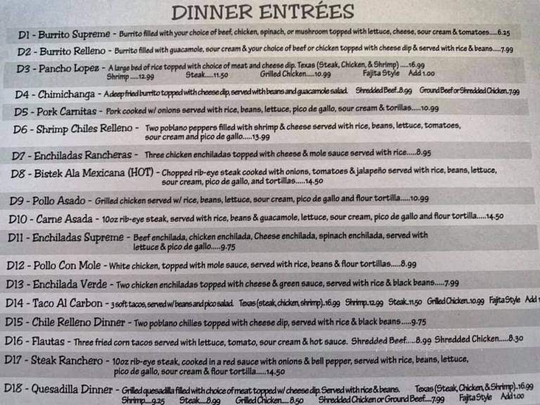 Three Amigos - Clanton, AL menu_pic
