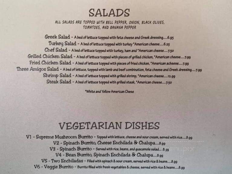 Three Amigos - Clanton, AL menu_pic