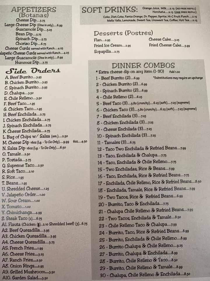Three Amigos - Clanton, AL menu_pic
