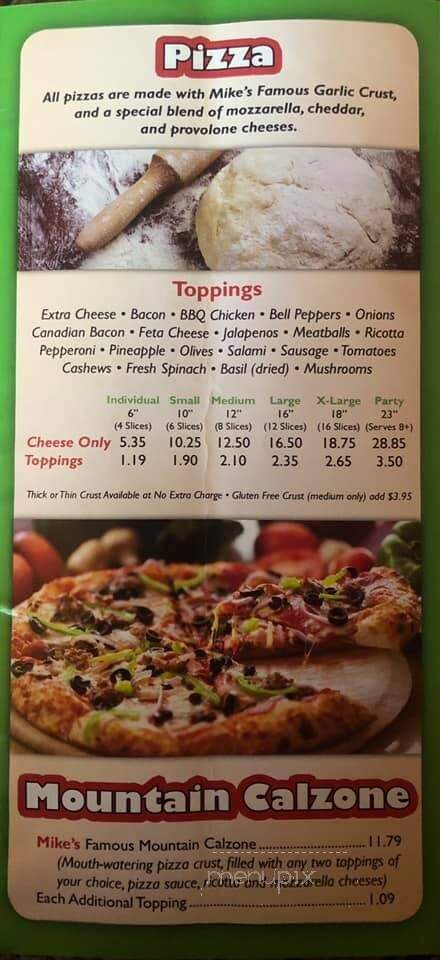 Mike's Pizza Co - Frazier Park, CA menu_pic