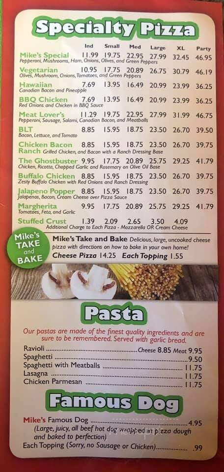 Mike's Pizza Co - Frazier Park, CA menu_pic