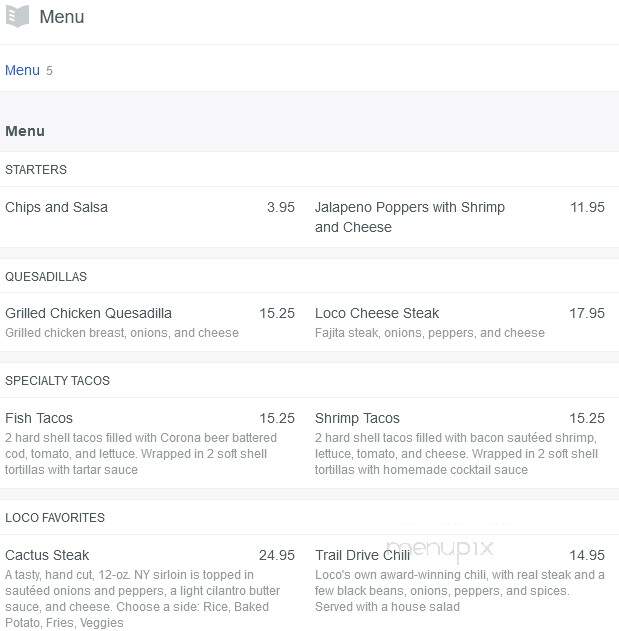 Loco Perro - East Hampton, CT menu_pic