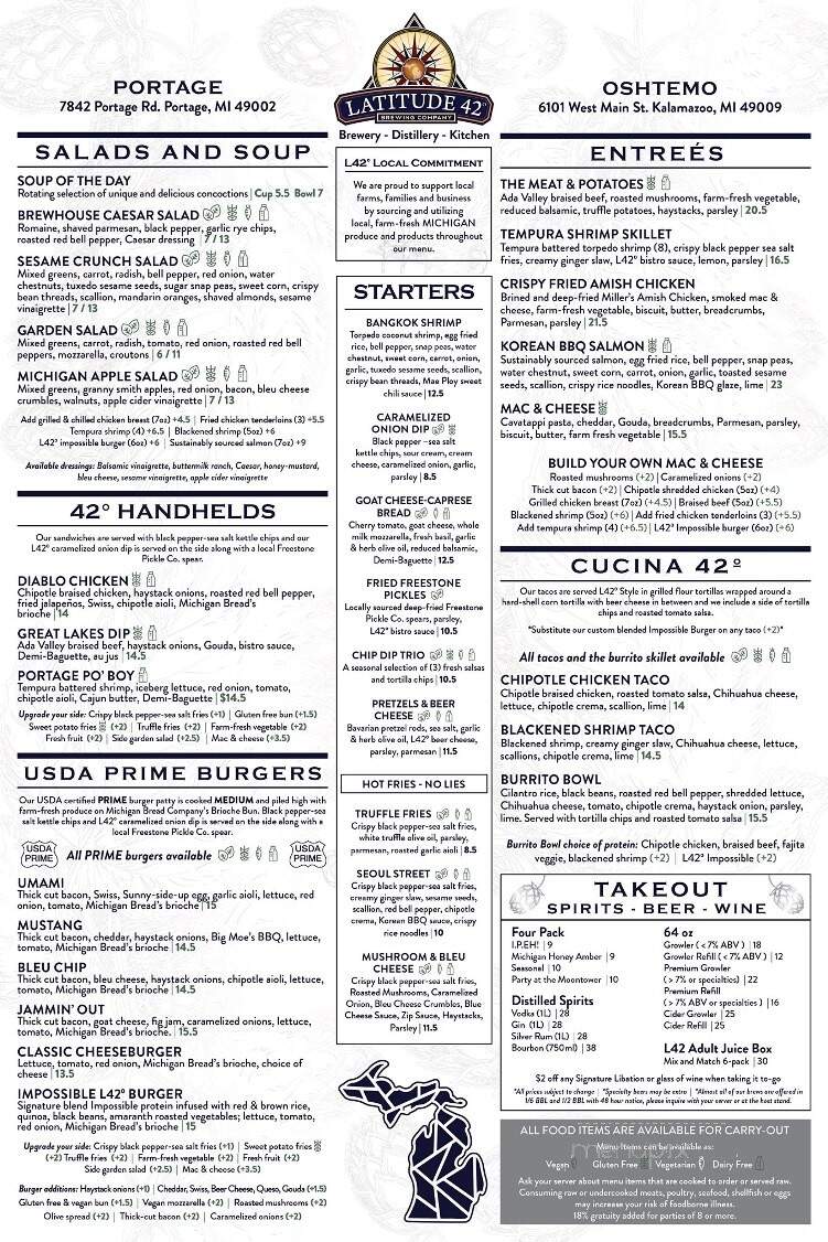 Latitude 42 Brewing Company - Kalamazoo, MI menu_pic