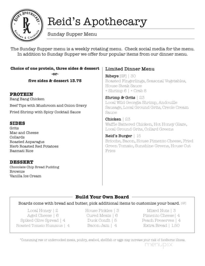 Reid's Apothecary - Brunswick, GA menu_pic