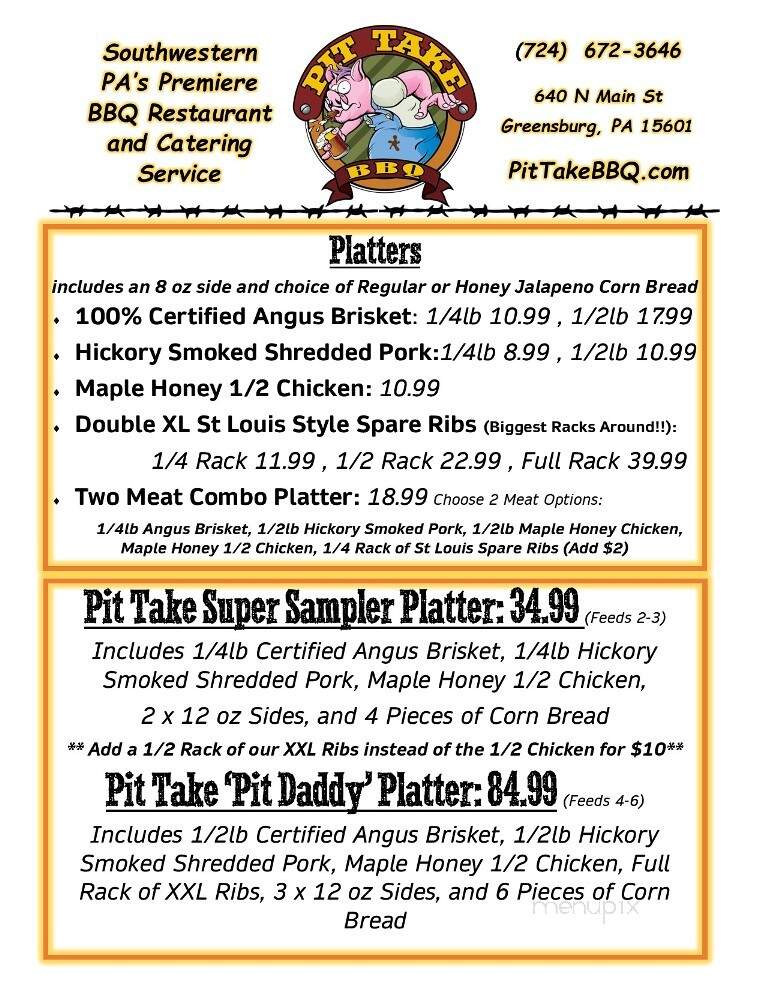 Pit Take BBQ - Greensburg, PA menu_pic