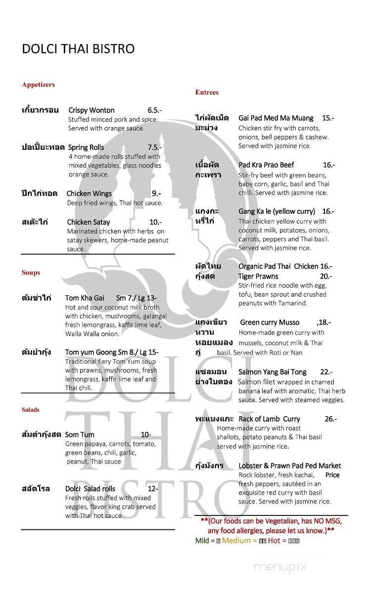 Dolci Thai Bistro - Osoyoos, BC menu_pic