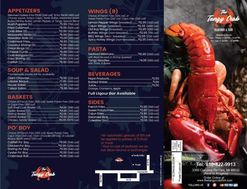 The Tangy Crab - Flint, MI menu_pic