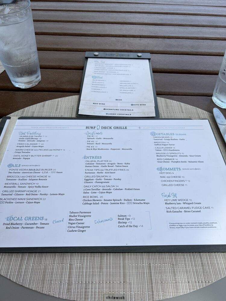 Surf Deck Grille - Ponte Vedra Beach, FL menu_pic
