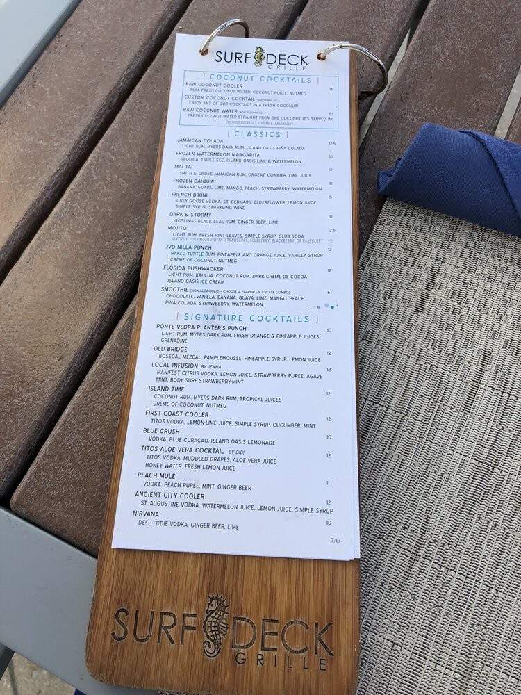 Surf Deck Grille - Ponte Vedra Beach, FL menu_pic