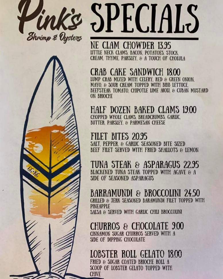Pink's Shrimp & Oysters - Palatine, IL menu_pic