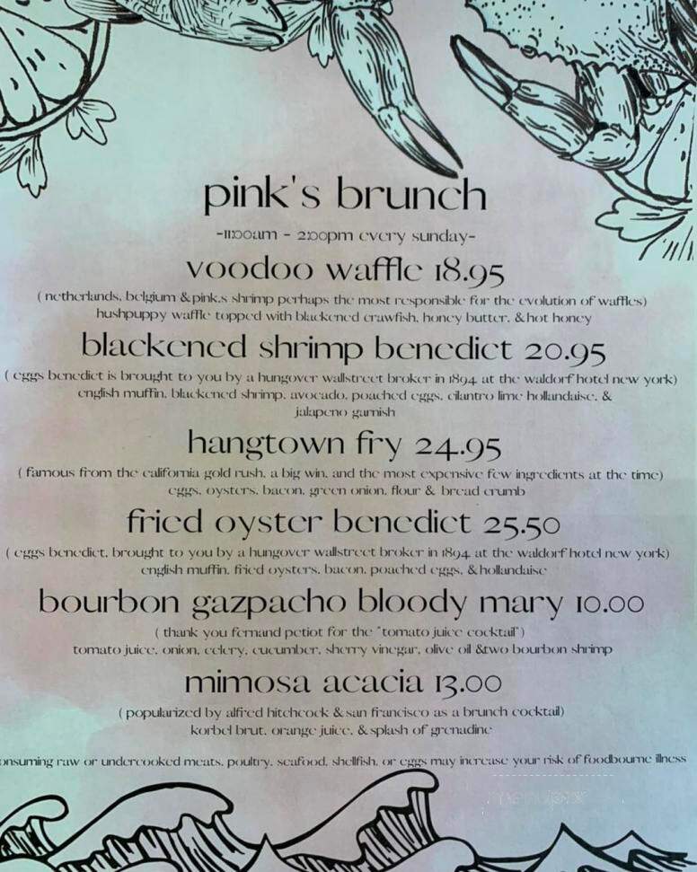 Pink's Shrimp & Oysters - Palatine, IL menu_pic