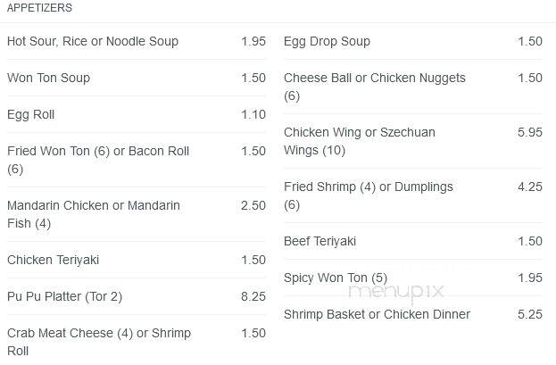 Bill Hwang's Restaurant - Akron, OH menu_pic