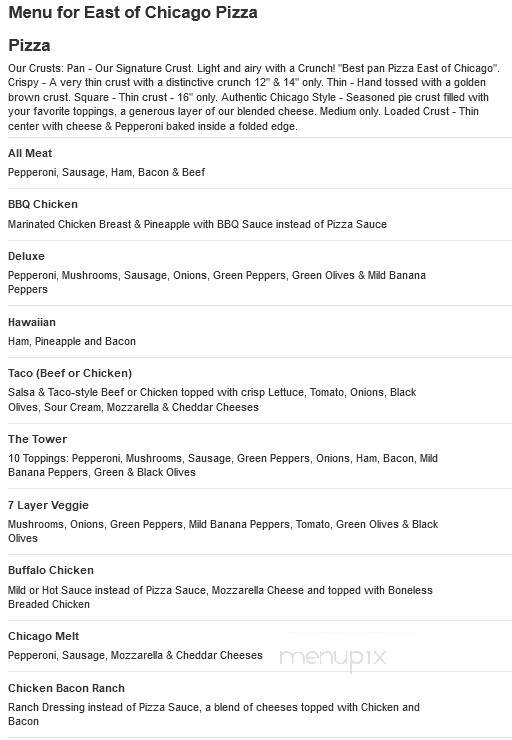 East Of Chicago - Findlay, OH menu_pic
